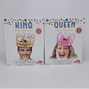 4/$20 King For The Day & Queen For The Day Inflatable Crown, Gold & Pink